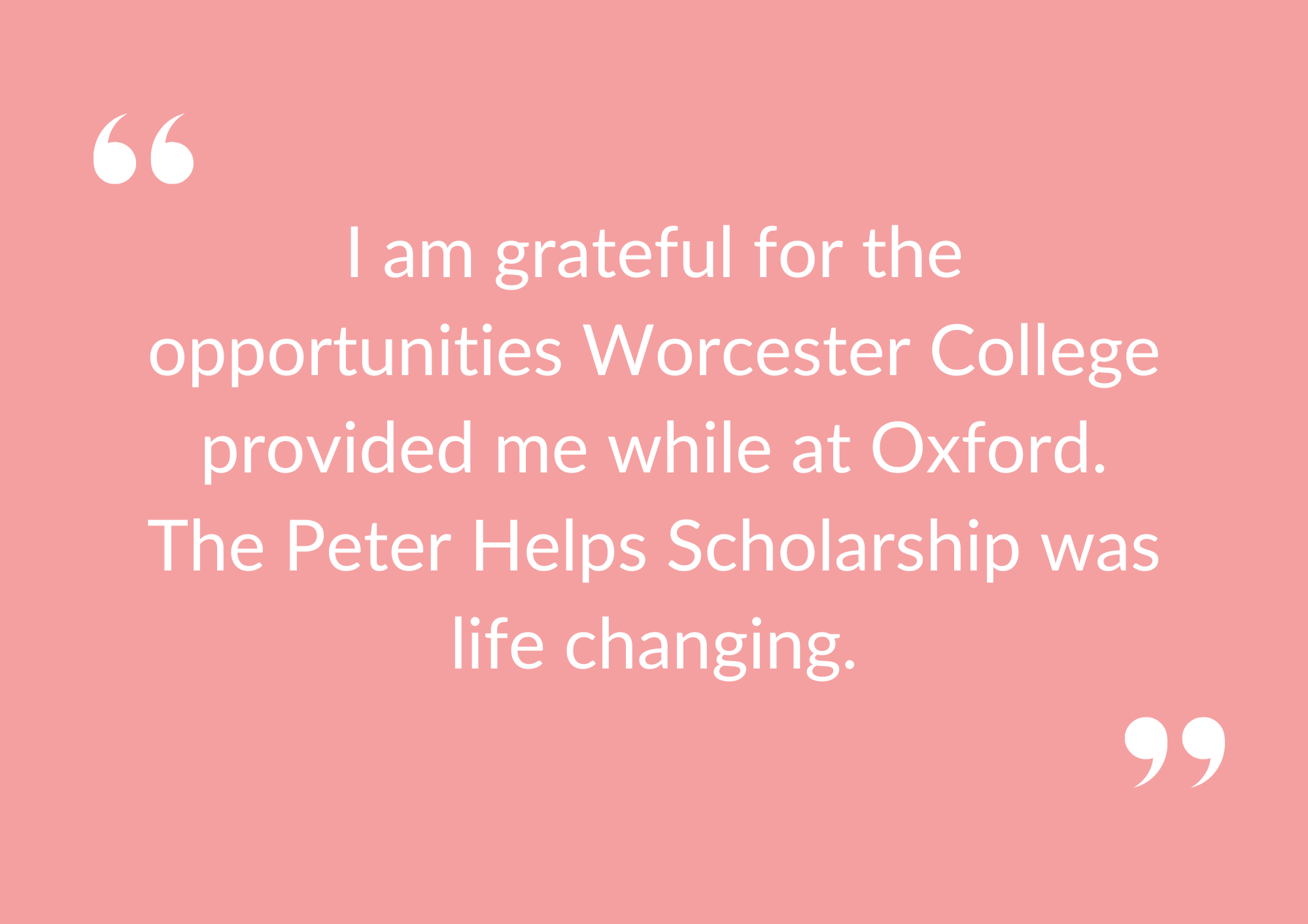 Graphic saying Alice describes her scholarship as life-changing