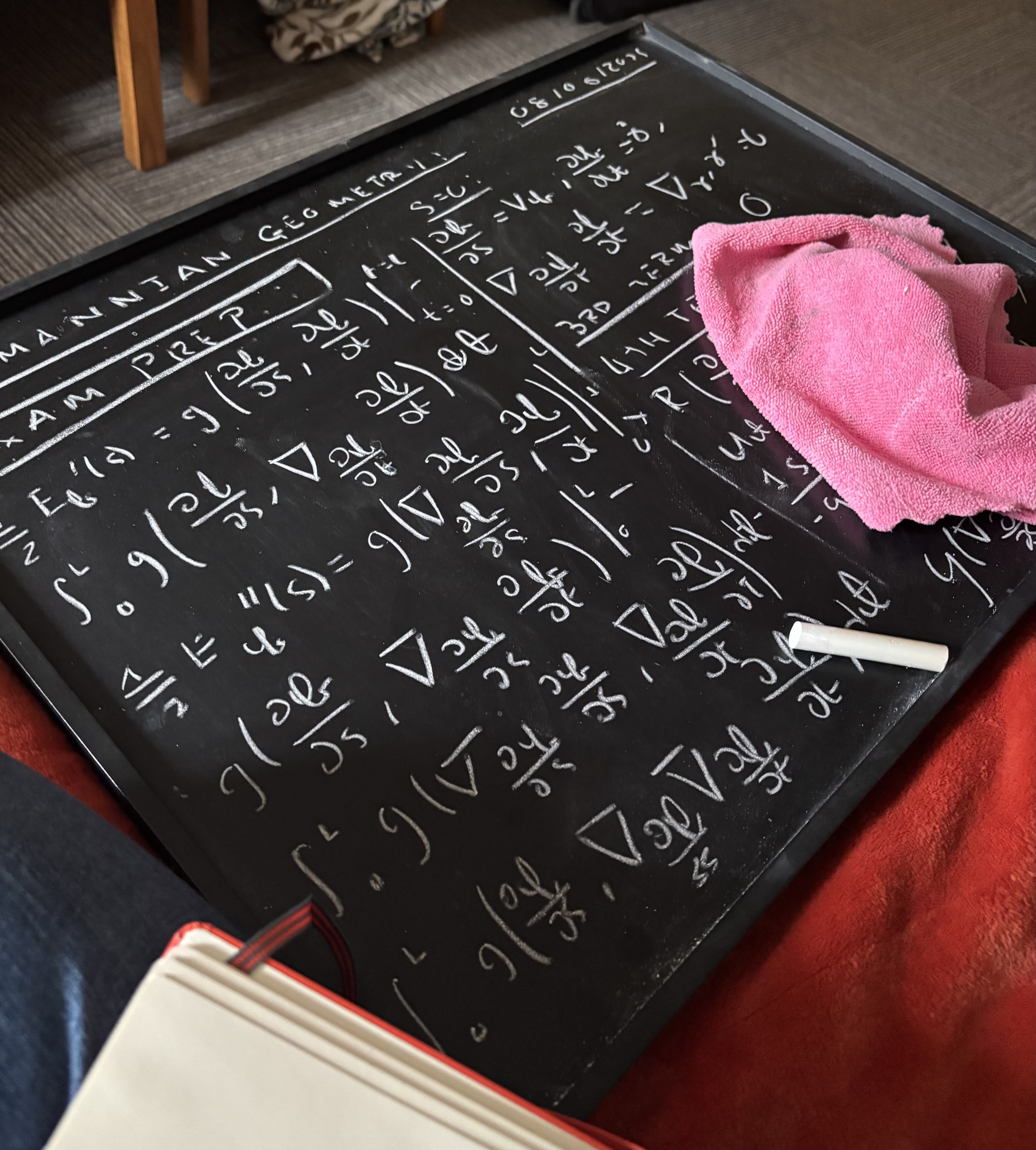 Maths formulae on a chalkboard