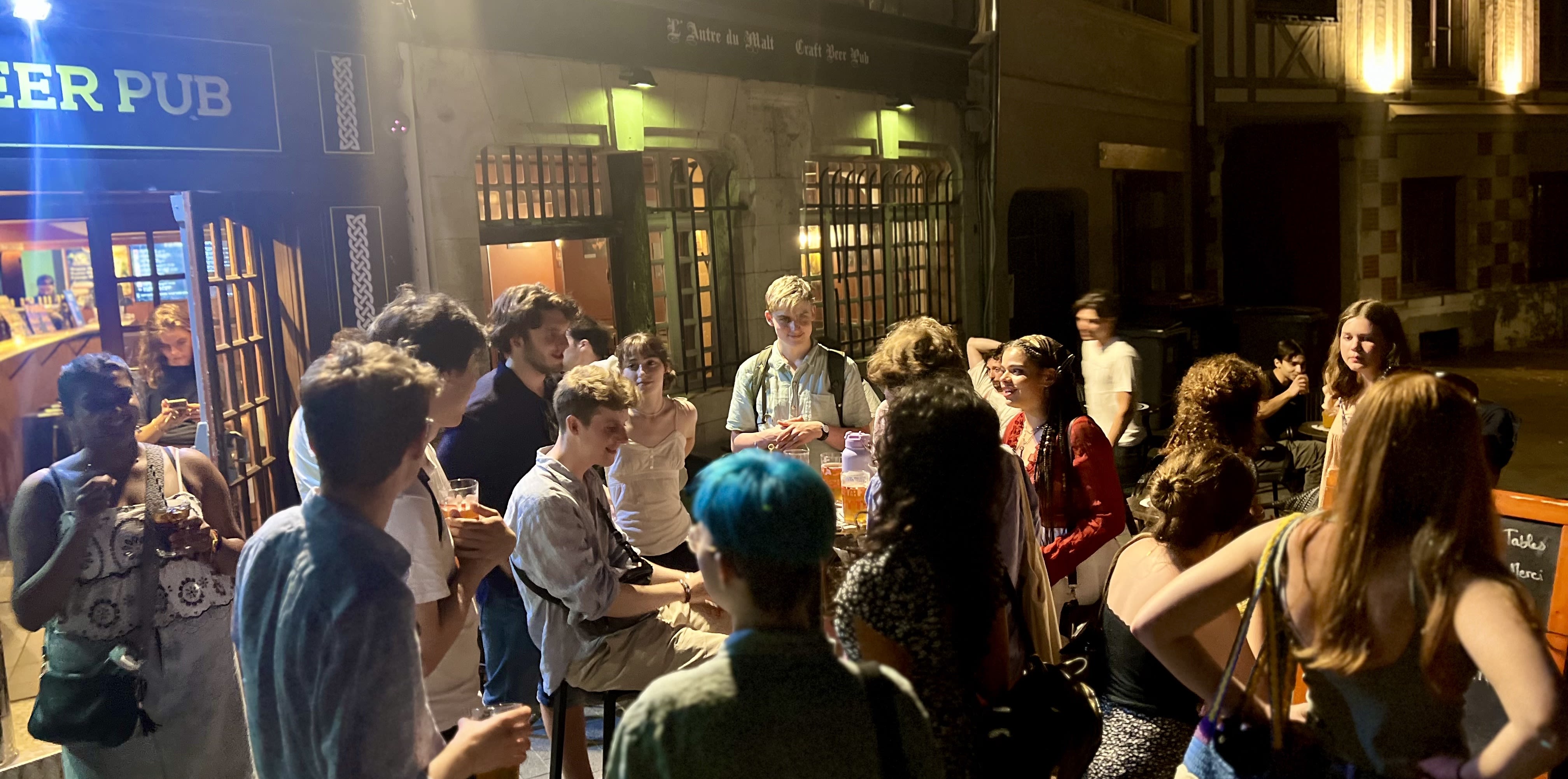 Students socialising at a bar during the trip